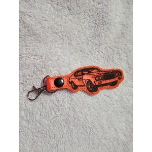 Classic Car Keychain Embroidered Auto Keyring Orange Black Novelty‎ Gift